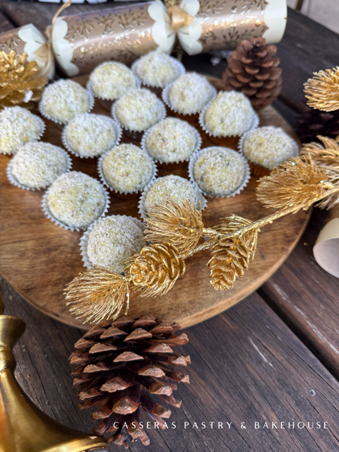 Pistachio & White Chocolate Snow Truffles